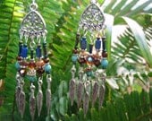 Spirit Dance Chandelier earrings with lapis & magnesite "turquoise"