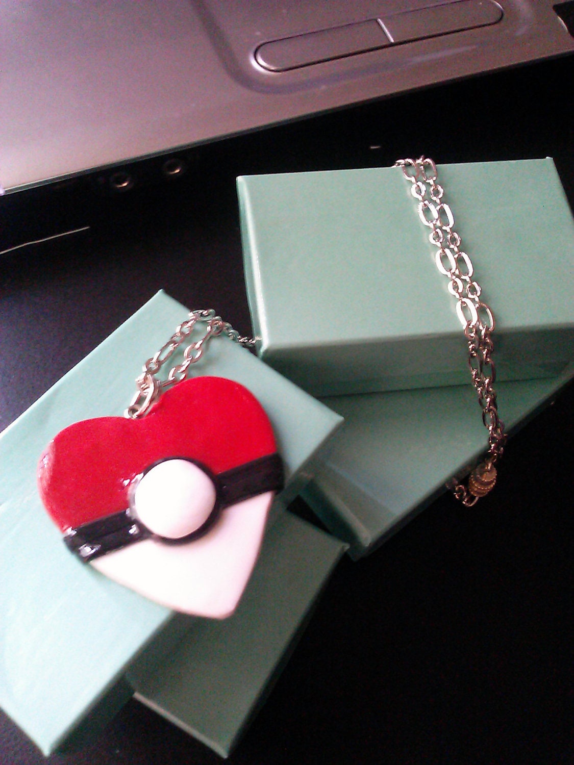 Poke'mon Pokeball Heart Necklace (Perfect Gift)