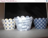 1st Year Sale Hanukkah 8 nights  Cupcake Wrappers. Set of 12 Dreidel Holiday Shalom