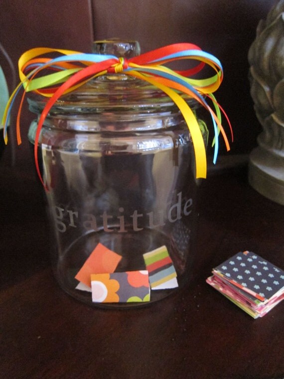 Gratitude / Praises Jar Etched Glass 1/2 Gallon by TrellisbyGinny