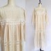 Kimono sleeve cotton dress with lace / vintage dress