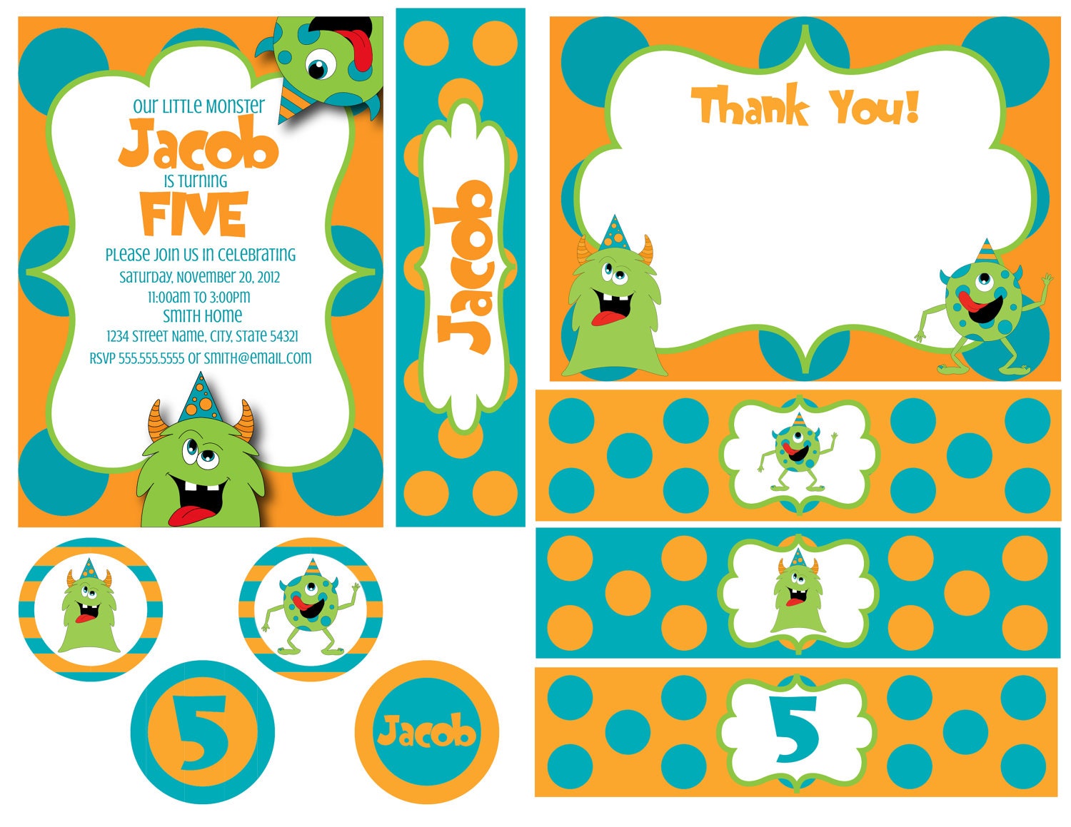 Little Monster Party Pack - DIY - Printable Il_570xn