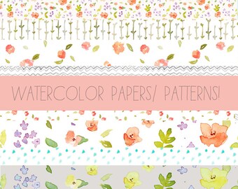 Clip Art- Watercolor Patterns, Clip Art Tape, and Digital Papers