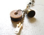 ooak charm necklace, Original Gold toned Seamstress necklace vintage charms, a one of a kind gift for a one of a kind lady