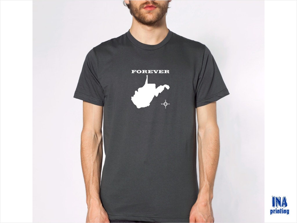 West Virginia State Tshirt  - Mens T shirt American Apparel - S M L XL (9 Colors Available)
