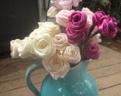Twenty- Four Hand-Rolled Satin  Roses DIY Bridal  Bouquet
