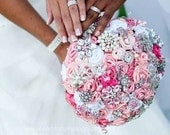 The Charisse Pink White Satin Brooch Wedding Bouquet
