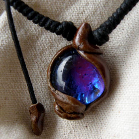 Night Bird Cyber Gypsy UV reactive blacklight fantasy magic blue purple necklace men women FREE SHIPPING