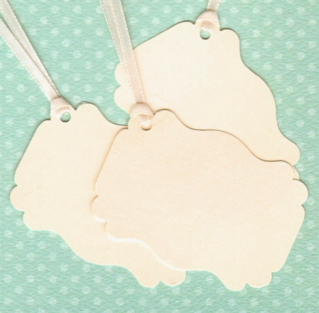 DIY Mini Tags Elegant Paris Chic Blank Wedding Favor or Escort Tags, Gift Tags, 25 Vintage Inspired White Cream Blue Green Gray Coral Yellow