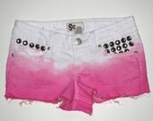 Pink dip dyed studded shorts size 3