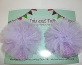 Hair Clips: Light Purple Glitter Puff Clips