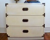 Stunning ALL Original Campaign Chest 3 drawer Vintage Hollywood Regency Dresser Console
