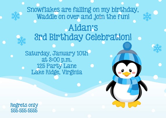 Printable Penguin Boy Birthday Invitation Il_570xn