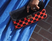 Red-Orange and Black Polka Dot Clutch Cover