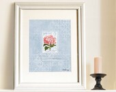 Peace 8x10 blue shabby chic pastel pink hydrangea christian art inspirational print wall art floral flower artwork home decor
