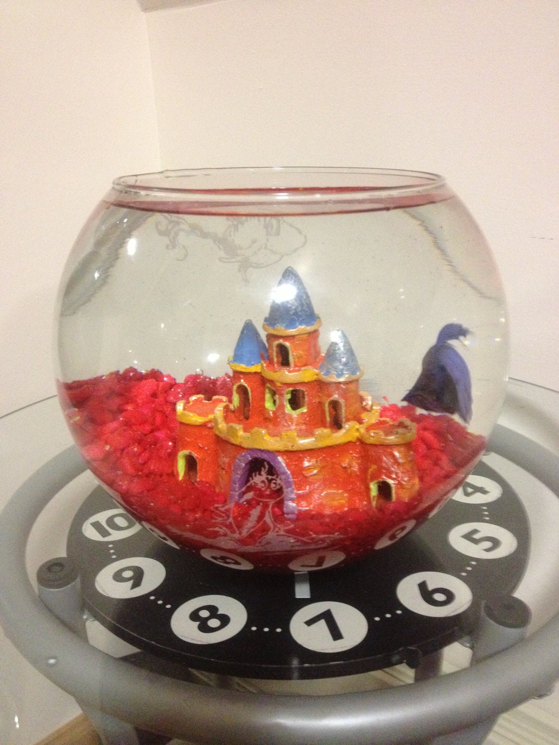 Artistic Personalized Dr. Seuss inspired round glass Fishbowl with optical illusion