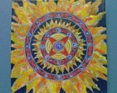 Abstract Original Painting, 9x9 Canvas Painting, Wheel in a Wheel