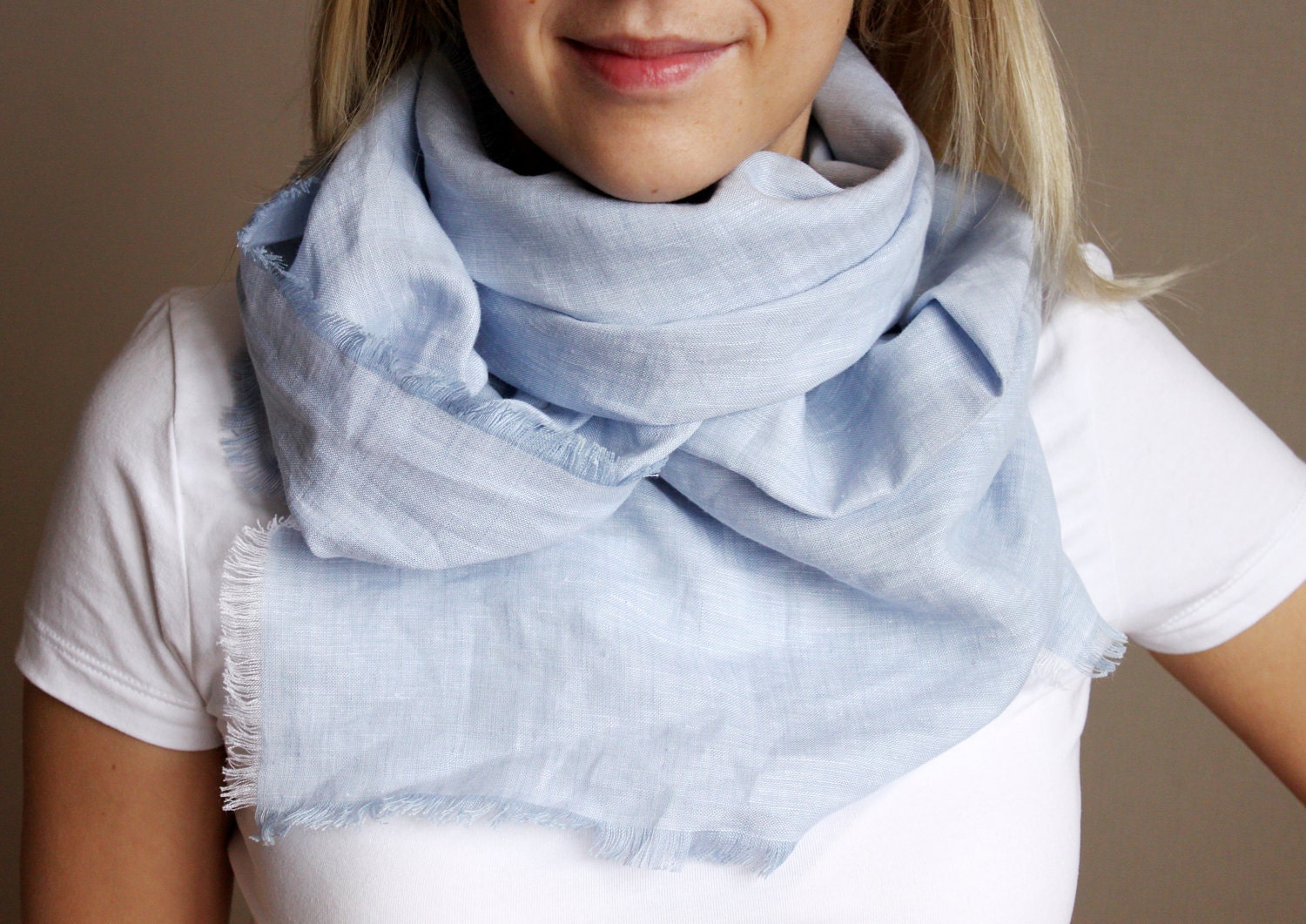 Summer linen scarf light blue spring gift idea light fresh /hmet//rusteam / team madcap/etsy lush