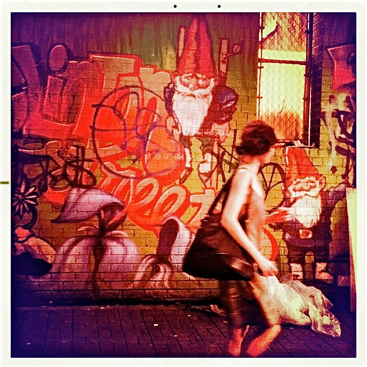 Gnomes Graffiti Streetscape -- 4x4 -- Fine Art Hipstamatic Photograph
