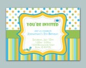 Bug Insect Children's Kid's Birthday Digital Printable Invitation JPEG File