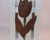 Wooden Planter with Metal Flower