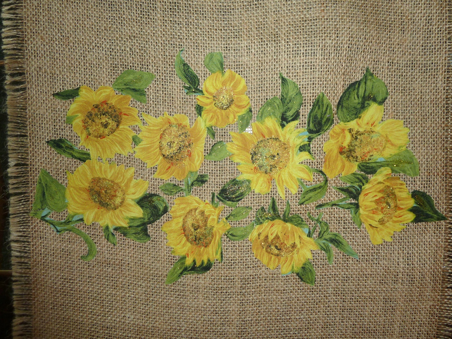 Natural burlap sunflower table runner
