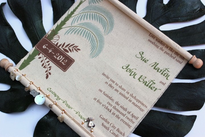 Wedding Invitations Scroll Destination Tropical Canvas