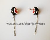 Cute Jewelry - Nintendo Super Mario Black Ear Biting Chain Chomp Earrings,Earrings,funny , interesting , Jewelry,cute earrings