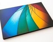 Rainbow Umbrella. 9" by 6" Wooden block mounted Lomo Photograph. Shot on Film.