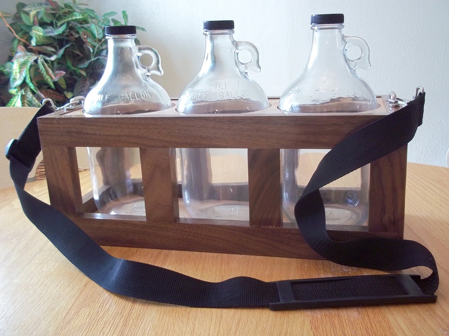 Growler Carrier Walnut Maple Storage Hardwood Growler Jug Holder Transport Beer FREE SHIPPING