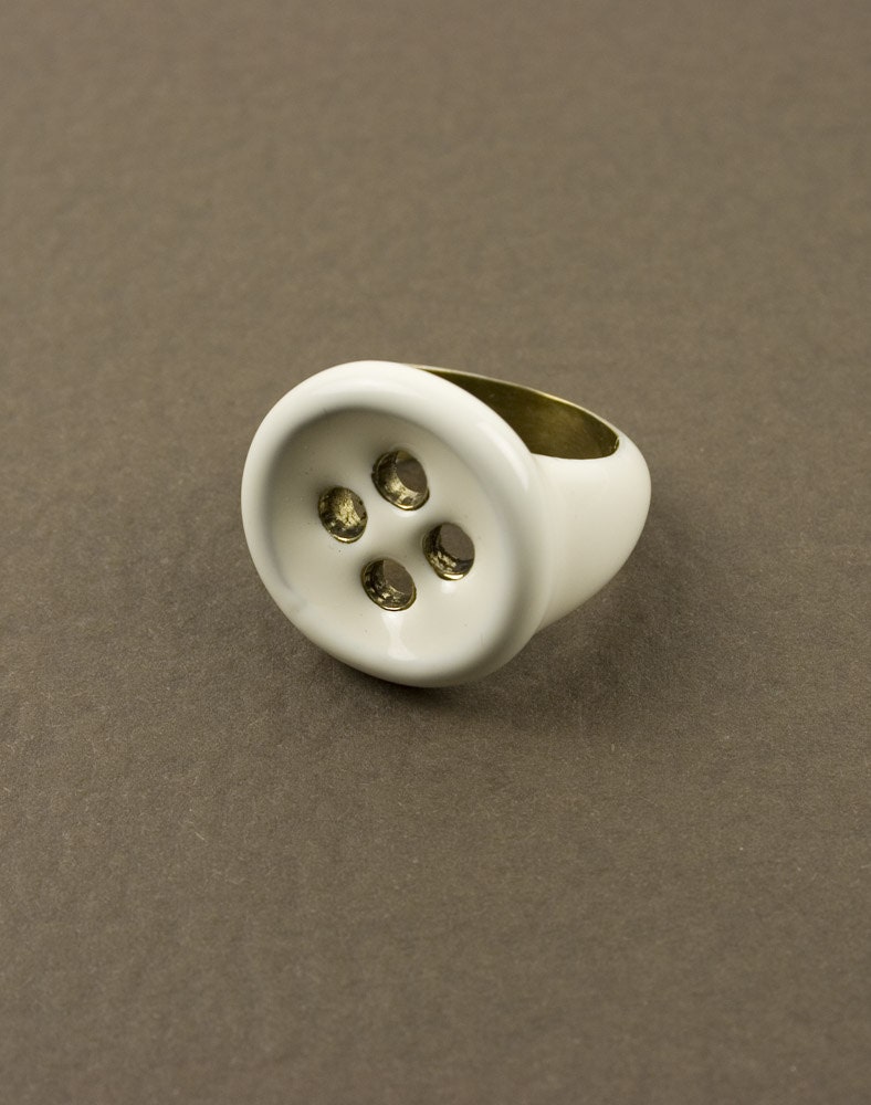 White Button Ring