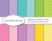 INSTANT DOWNLOAD - Rainbow Easter Quatrefoil 12 Pack Digital Papers - perfect for scrapbooking,, invitations, and all paper crafts Il_170x135