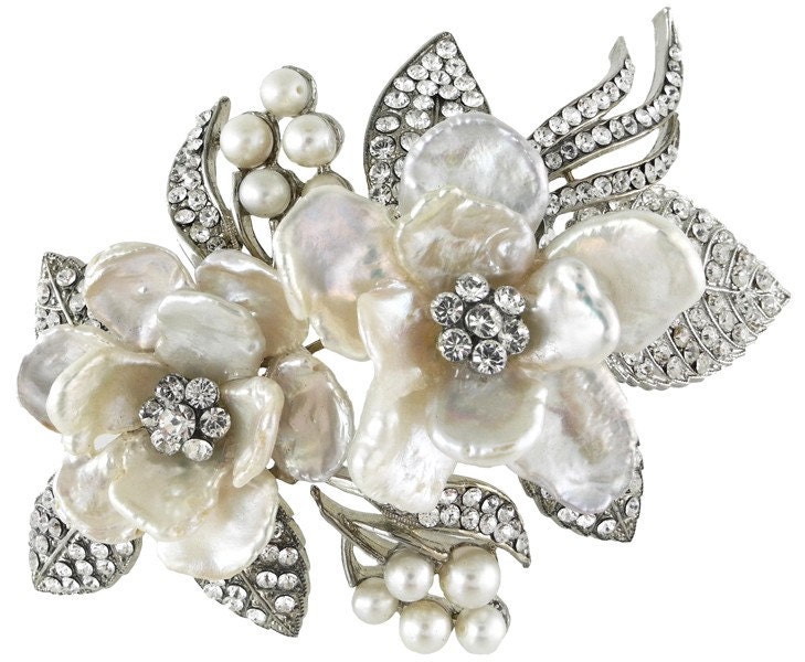 Bridal Double Pearl Flower Comb