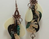 Camo Copper Chandelier Guitar Pick Earrings