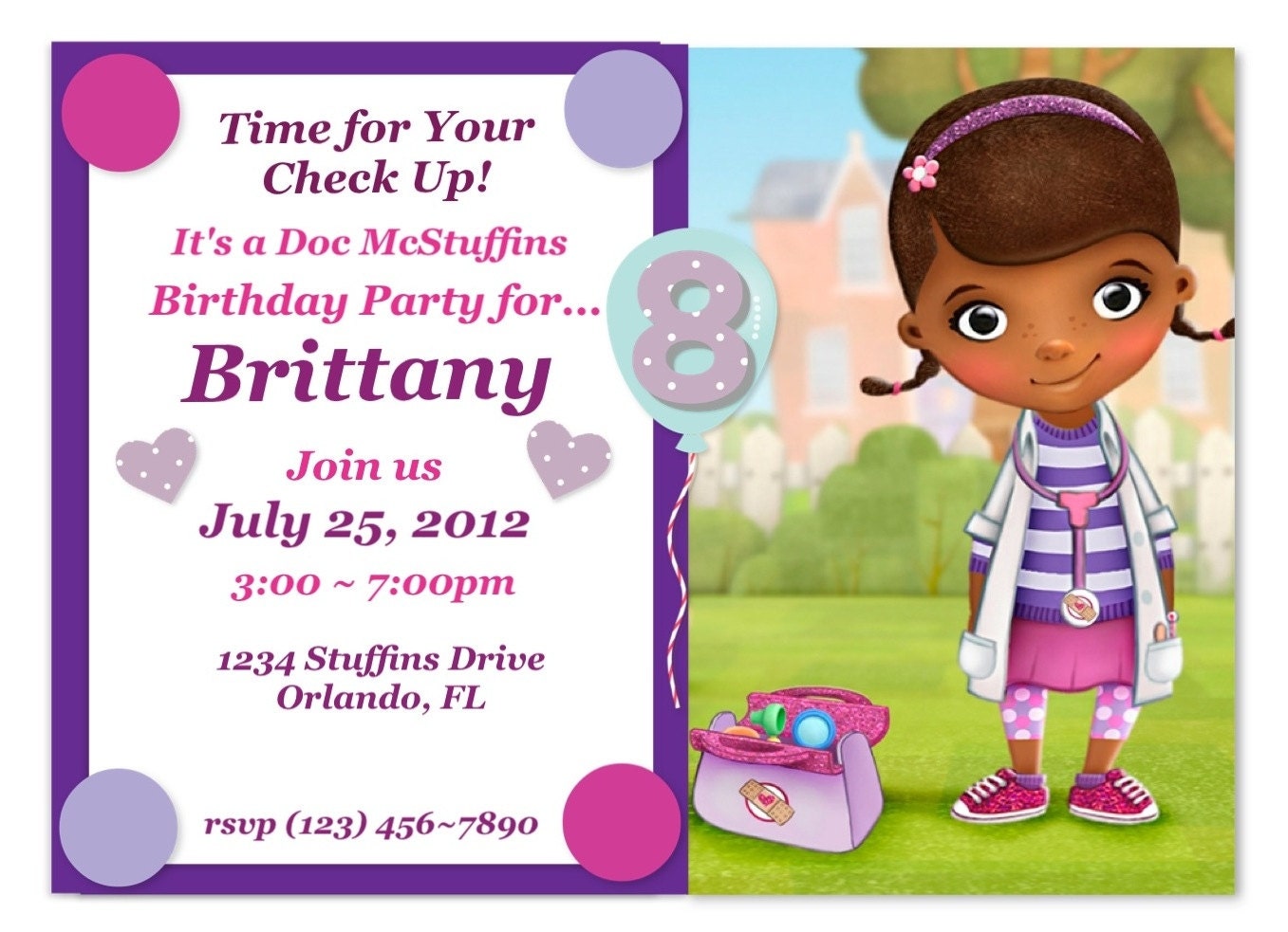 Doc McStuffins Birthday Customized Invitations