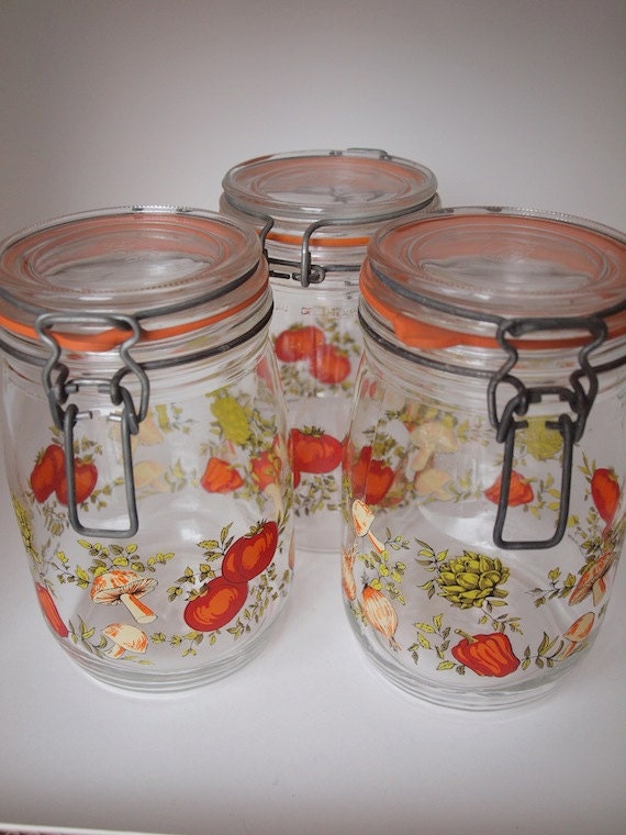 Items similar to Set of Three 1L Vintage Arc France Canning Jars on Etsy