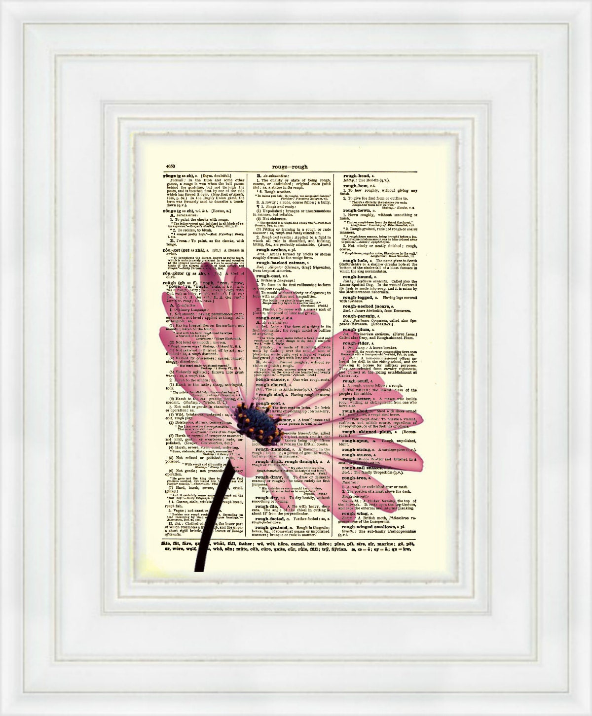 Pink Flower, Dictionary Art Print, Flower Art, Dictionary Print, Dictionary Page, Wall Decor, Mixed Media Collage, 019 - reimaginationprints Pink Flower, Dictionary Art Print, Flower Art, Dictionary Print, Dictionary Page, Wall Decor, Mixed Media Collage, 019 - reimaginationprints
