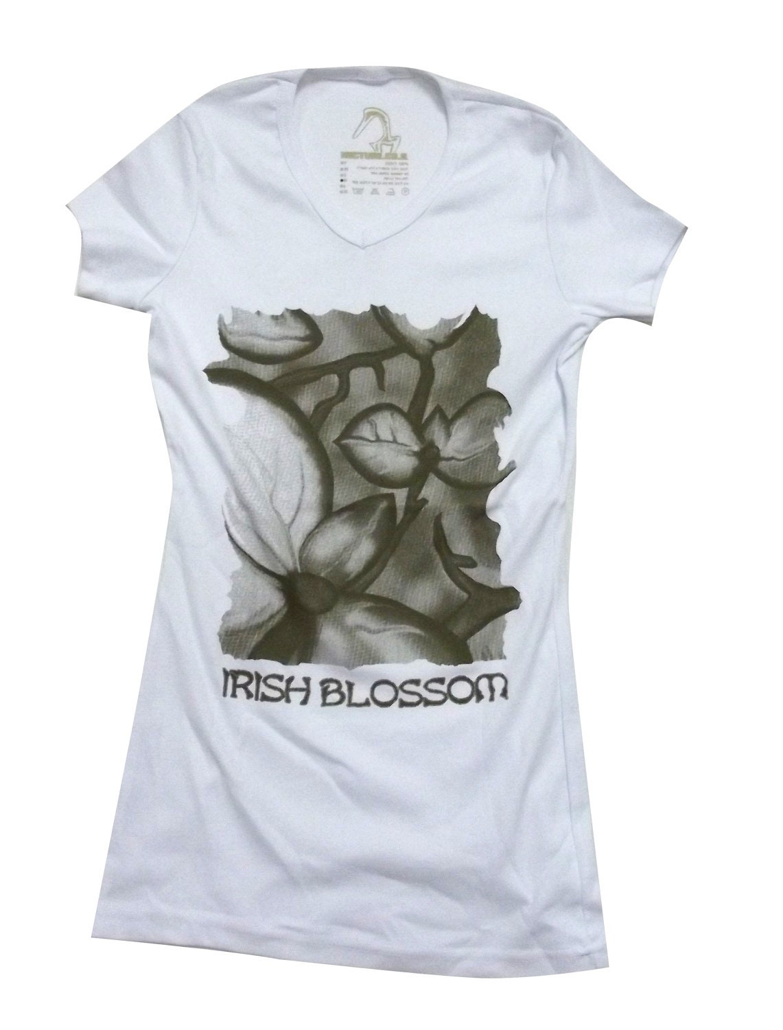 White & green flowers Women Shirt - Irish Blossom - FREE SHIPPING