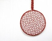 Hand Embroidered Red And White Christmas Ornament, Blackwork Embroidery, Christmas Gift, Home Decor, Handmade Christmas Tree Decoration