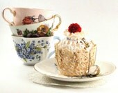 Cupcake Jewelry Box with Secret Compartment- Quirky and Cute gift made with Lace, Doily & Pom Pom Cherry