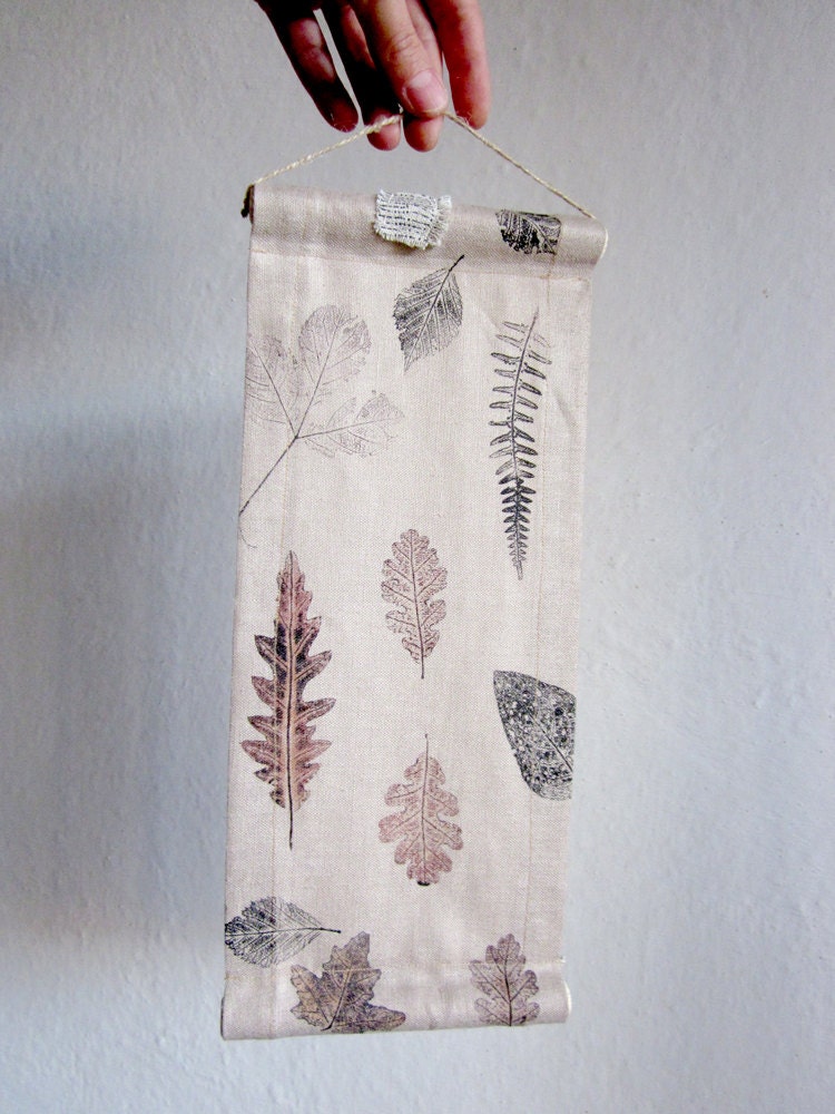 Wall Hanging - Hand stamped fabric, OOAK