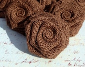 One Dozen Brown Burlap Roses - Rustic Wedding Decor