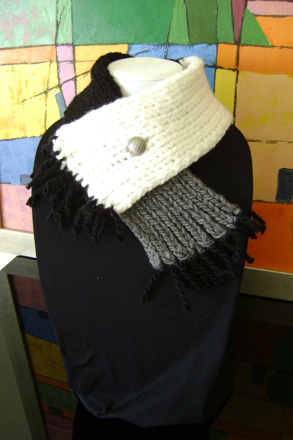 Mini black,grey white scarf/neckwarmer