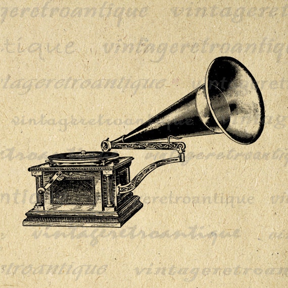 Digital Antique Graphophone Printable Image Music Player Download 