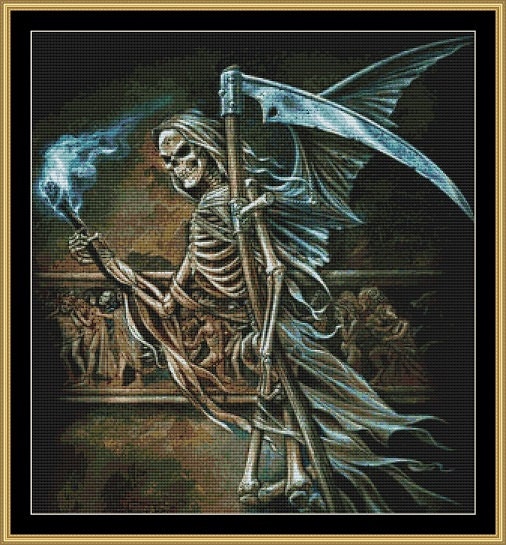 Death comes knocking cross stitch pattern chart