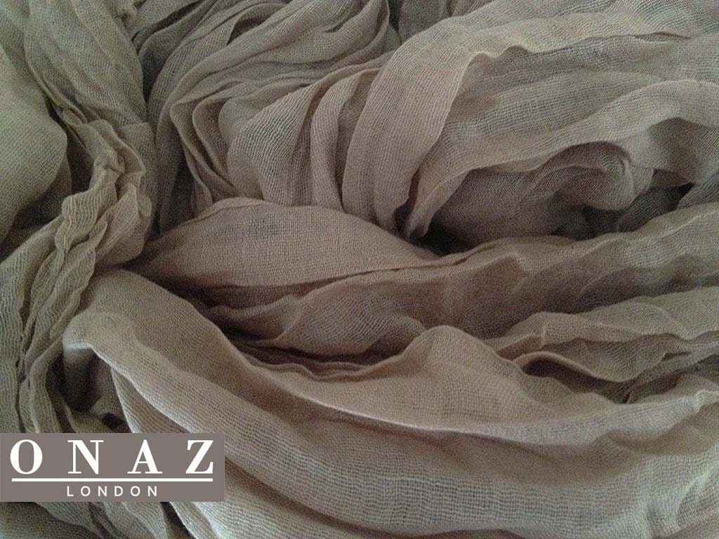 Neck Head Scarf Hijab Large Shawl Wrap Ladies High quality Hand finished - "CRINKLE EFFECT" Nude