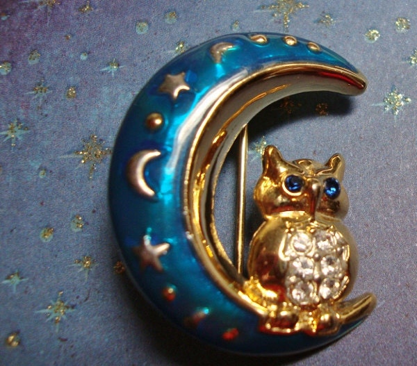 Owl in the Moon Pin