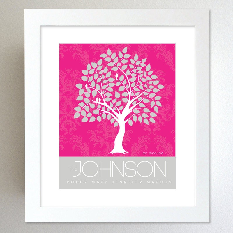 Housewarming Family Tree Gift / Custom Family Keepsake Gift/ 8x10 Modern Home Decor Wall Art Poster