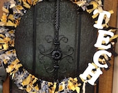 Custom GA Tech "Game Time" College Football Rag Wreath - 24 inch
