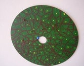 Green & Brown CD Wall Hanging - Upcycled Recycled Home Decor - Interior Decoration - Handmade Housewares - Painted Beaded Patterns